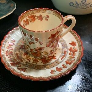 Spode Copeland Teacup with Rust and White Design